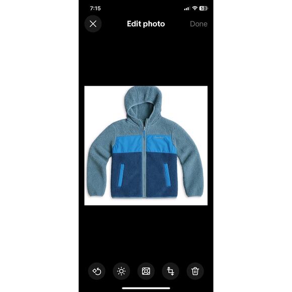 Eddie Bauer Quest Fleece Plush Hooded Jacket Boys M 10 12 Blue Gray Striped - Picture 10 of 10